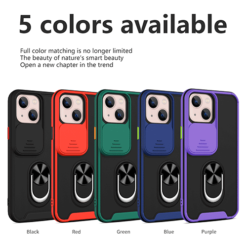 جراب هاتف بغطاء كاميرا منزلق مع حامل حلقي